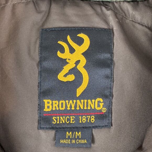 Browning Men's Army Green Down Filled Sleeveless Quilted Zip Front Vest M - Picture 5 of 5